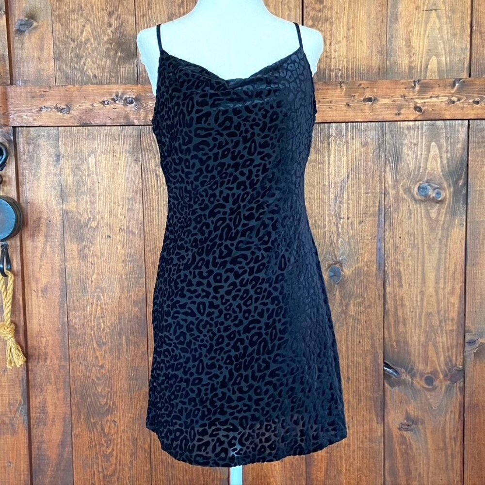 Burnout Velvet Animal Patterned Black Whimsigoth Camisole Mini Dress Size Small